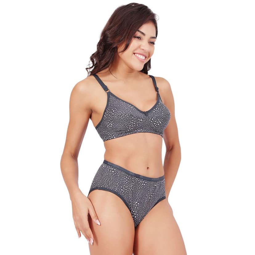 Bodycare Women's Assorted Prints Combed Cotton Bra & Panty Set 6450G view 4