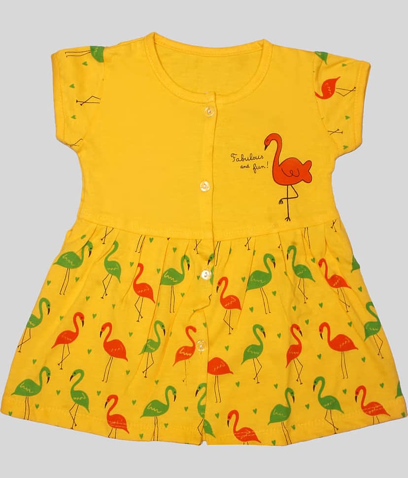 TRITI Cotton Fit And Flare Dress For Girls ( Pack of 1 , Yellow ) view 2