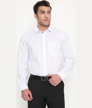 Maharaja Cotton Blend Slim Fit Full Sleeves Men's Formal Shirt - White ( Pack of 1 )