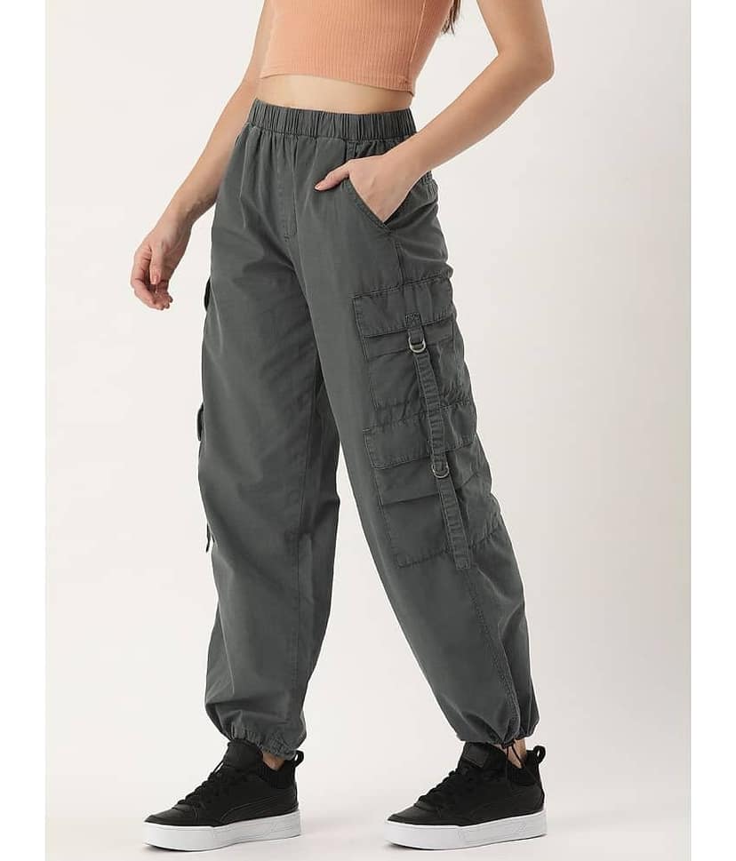 Bene Kleed Women Loose Fit High-Rise Over Dyed Cargo Parachute Trouser view 2
