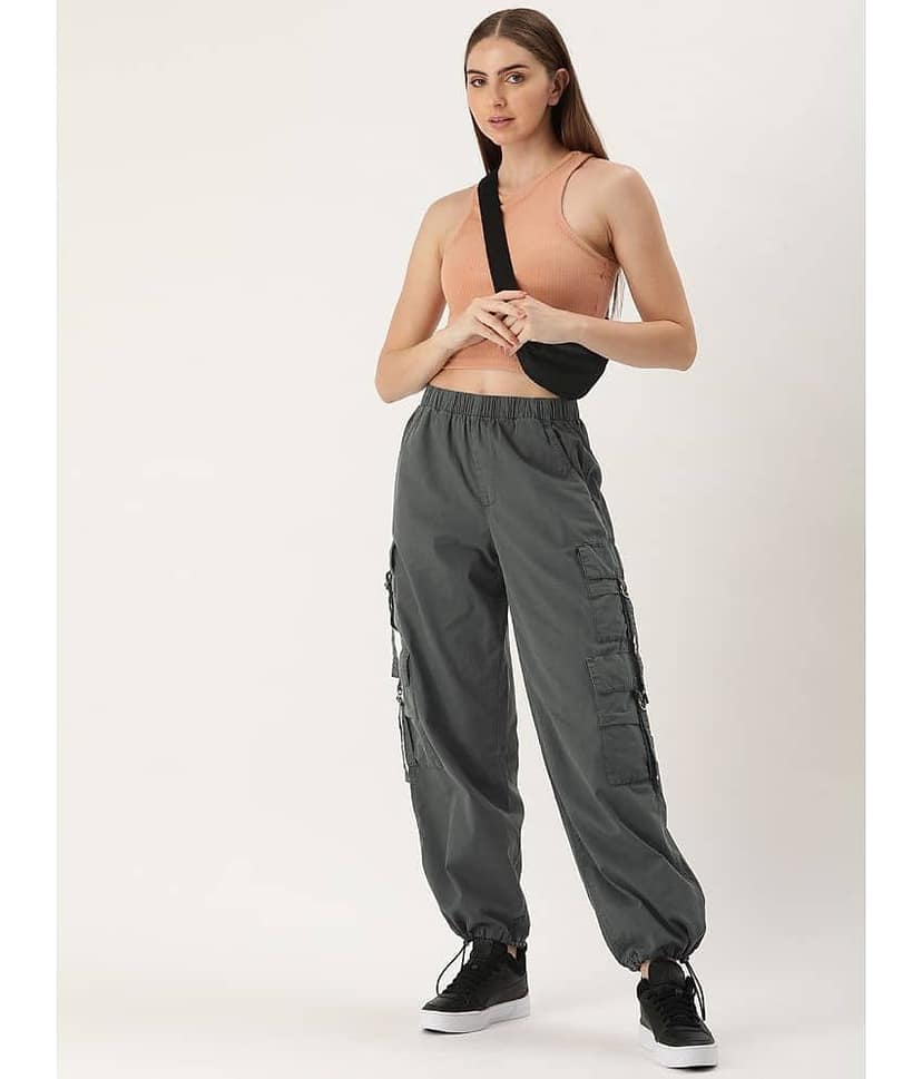 Bene Kleed Women Loose Fit High-Rise Over Dyed Cargo Parachute Trouser view 4