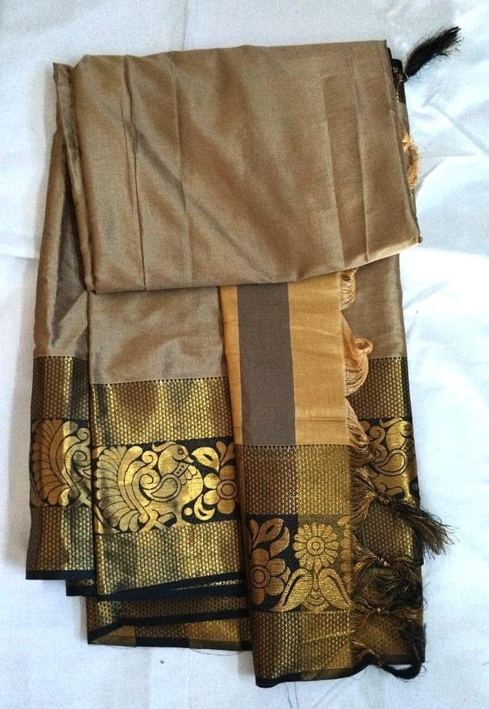 Soft Pure Handloom Mysore Silk Saree With Zari Border view 3