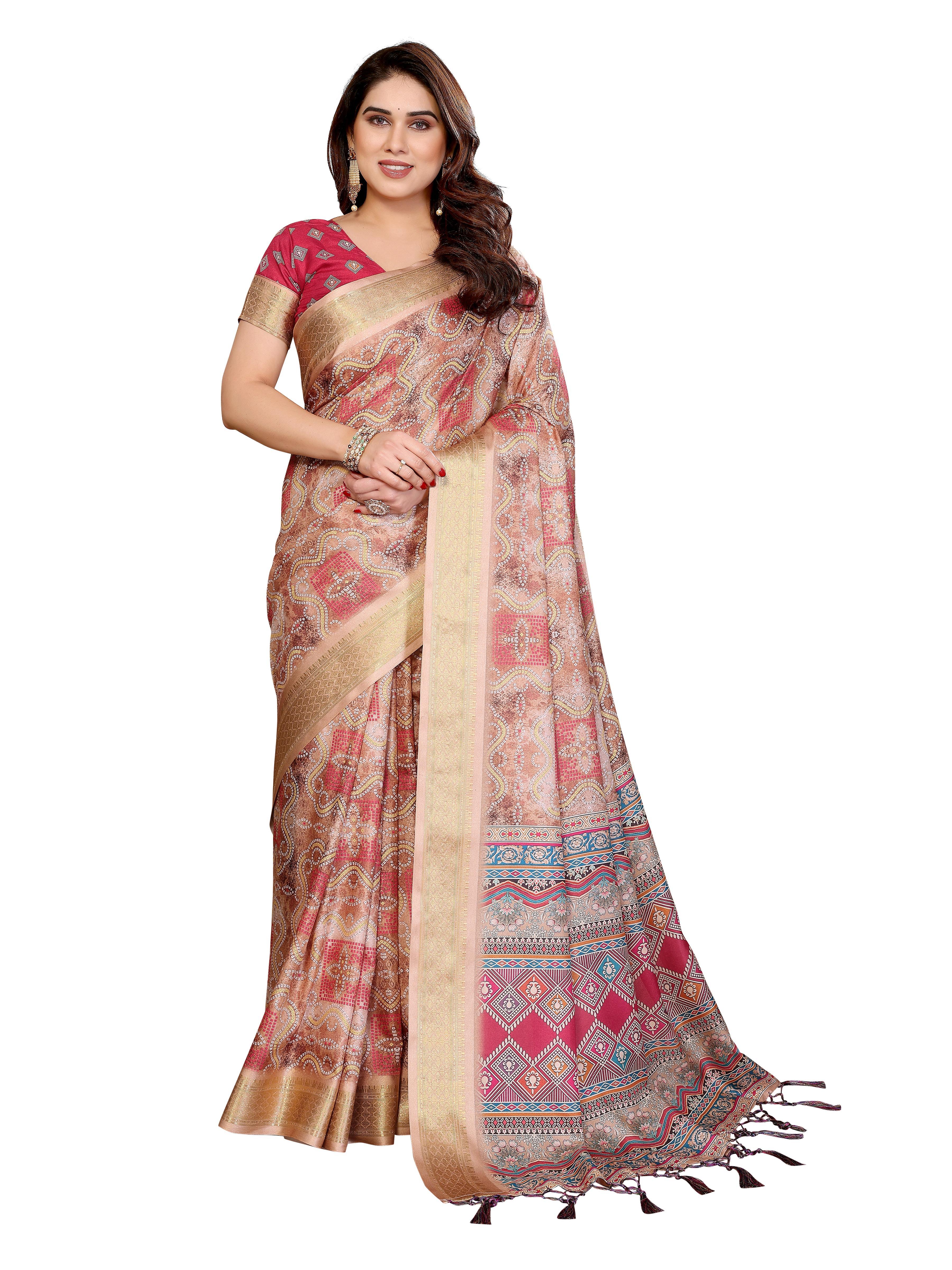 Premium Soft Cotton Silk Bandhej Print Saree