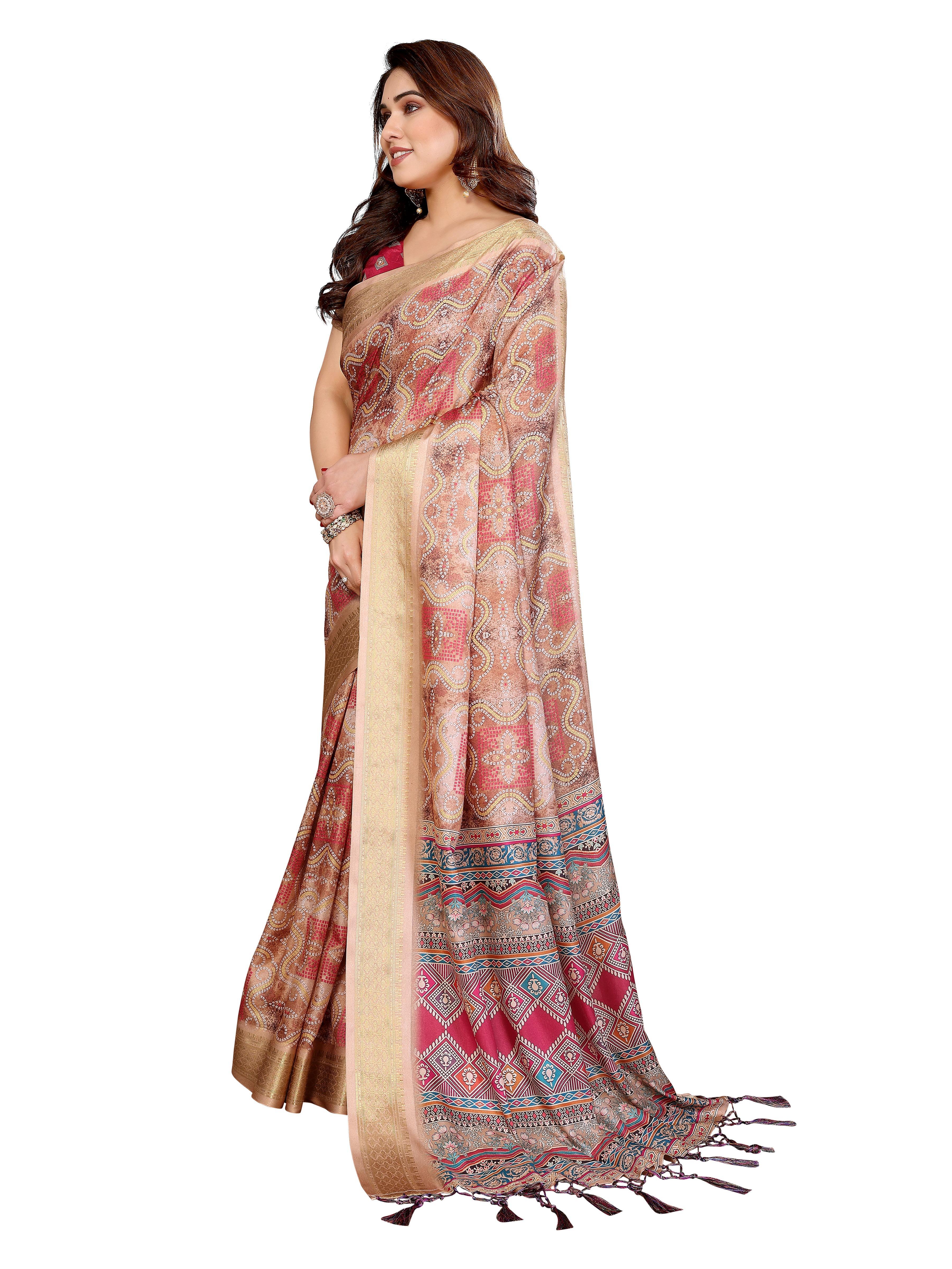 Premium Soft Cotton Silk Bandhej Print Saree view 2