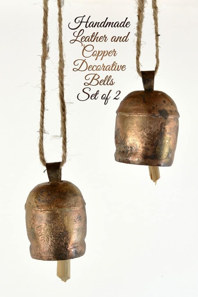 Handmade Leather and Copper Decorative Bells Set of 2 view 3