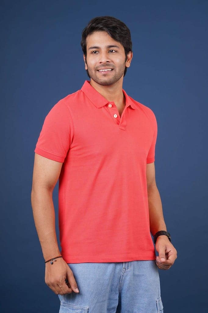 Men's Dark Pink Solid Polo T-Shirt view 2