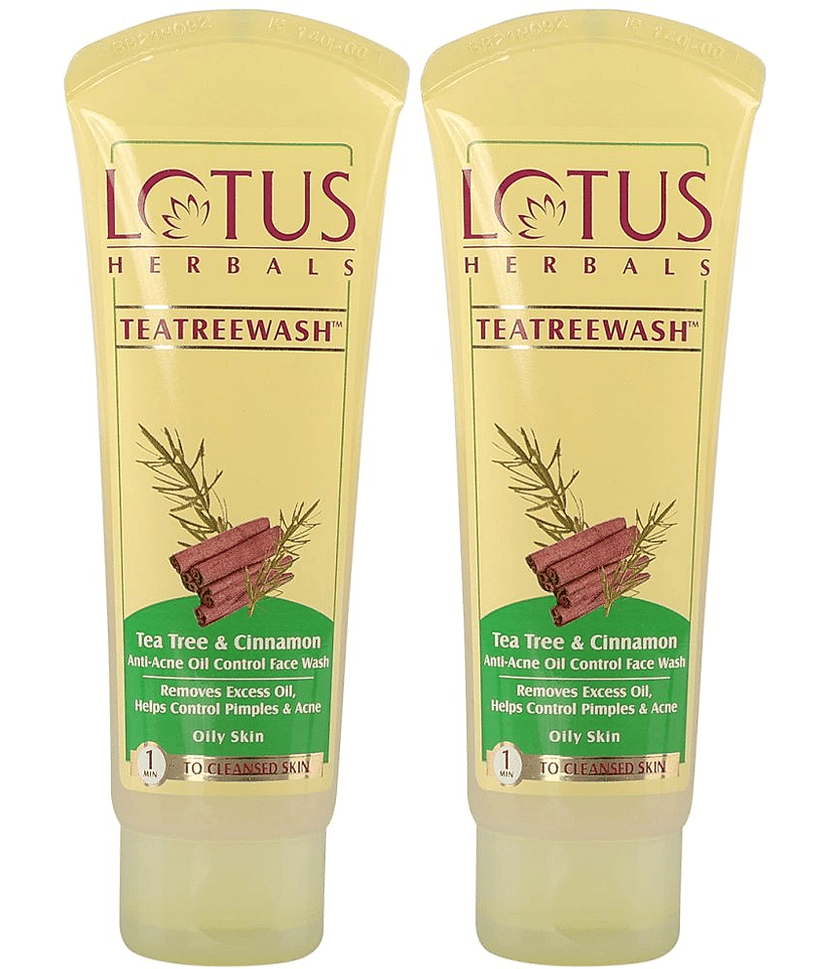 Lotus Herbals Teatreewash Tea Tree & Cinnamon Anti,Acne Oil Control Face Wash 80g ( Pack Of 2)