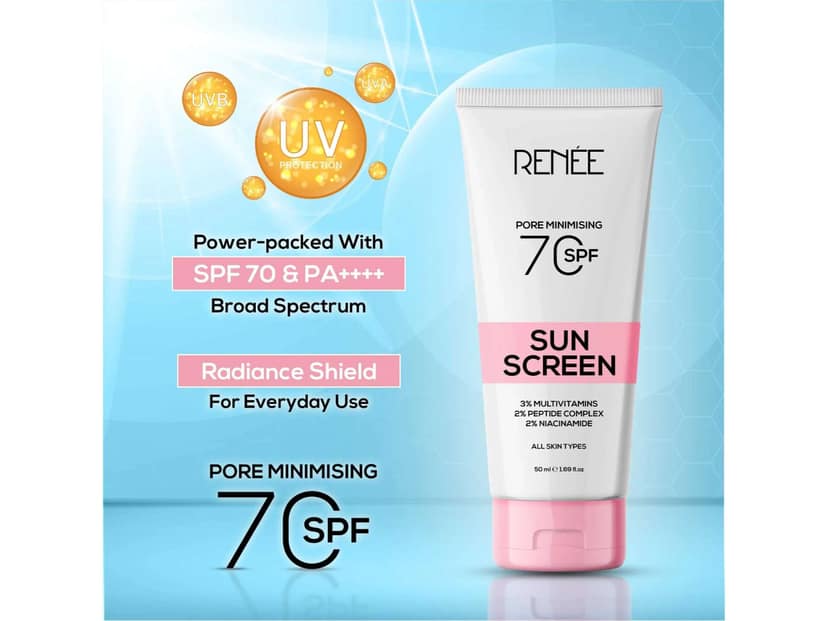 RENEE Pore Minimising Sunscreen SPF 70 With 2% Niacinamide, 2% Peptide Complex & 3% Multivitamins, 50 ml view 2