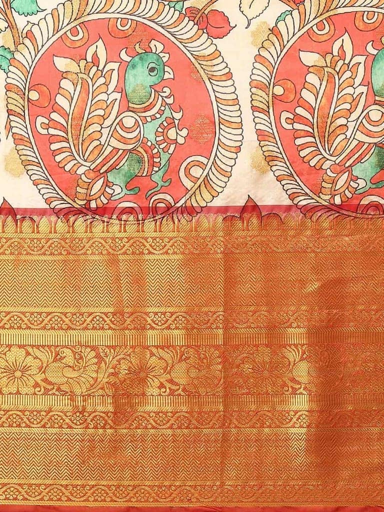 Women's Kalamkari Print with Regal Weave Silk Saree With Unstiched Blouse Piece view 4