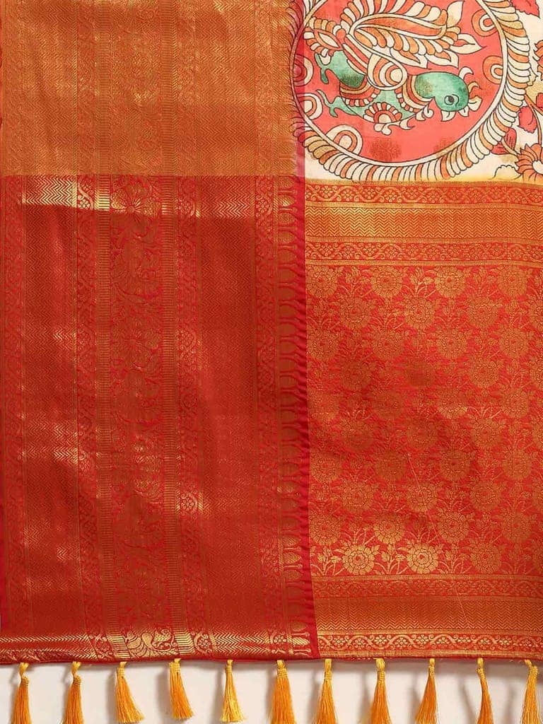 Women's Kalamkari Print with Regal Weave Silk Saree With Unstiched Blouse Piece view 5