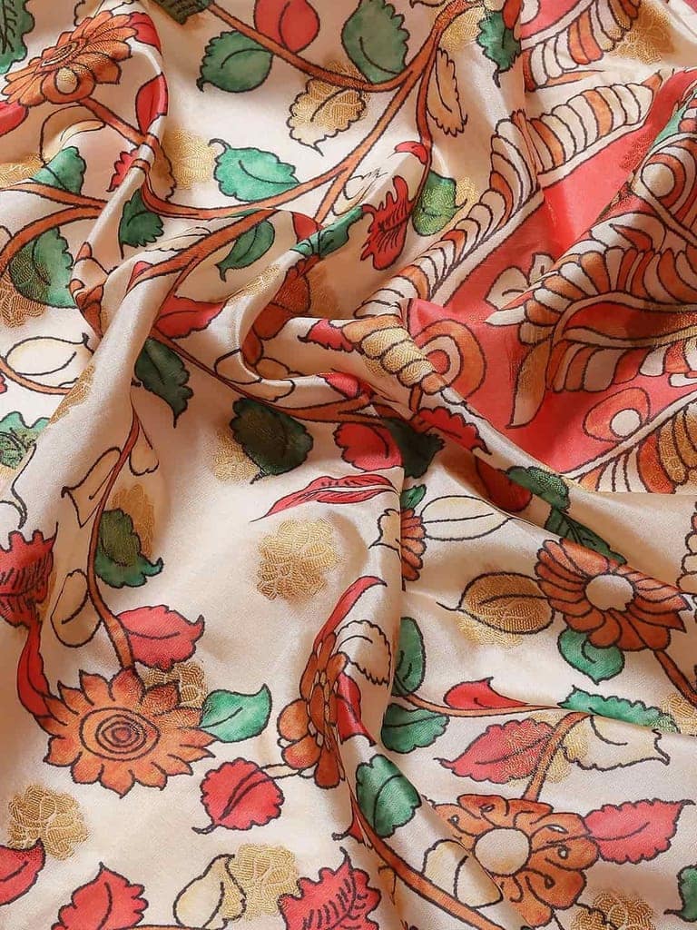 Women's Kalamkari Print with Regal Weave Silk Saree With Unstiched Blouse Piece view 6