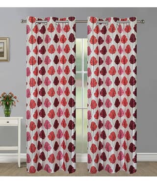 Home Candy Set of 2 Door Semi-Transparent Eyelet Polyester Orange Curtains ( 213 x 120 cm )