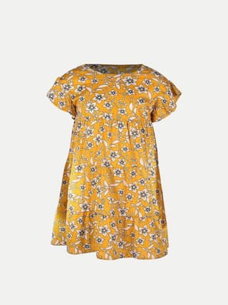 Girls Yellow Floral AOP Dress