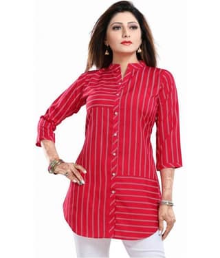 Meher Impex Red Crepe A-line Kurti