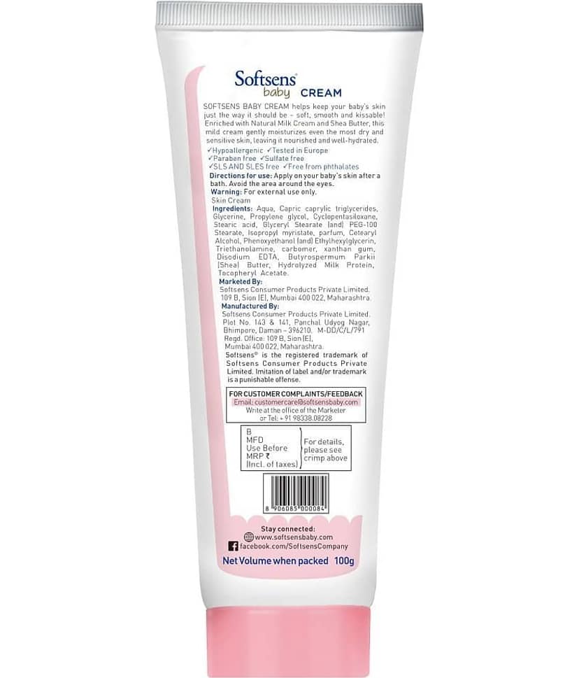 Softsens Baby Moisturizing Cream with Natural Milk Cream & Shea Butter, 100g, Pack of 2 view 2