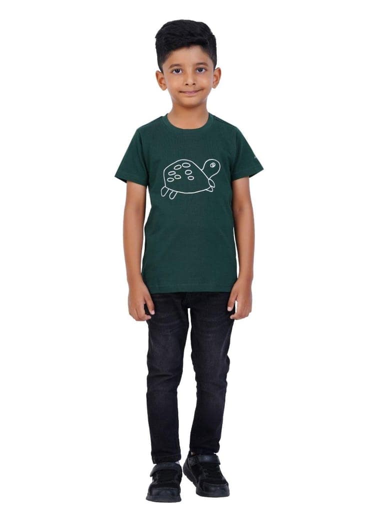 AIR GARB Boys Round Neck Printed Cotton T-shirt for 2-3 Years - Pack of 2 (K23-CBL-TGR) Multicolour view 5