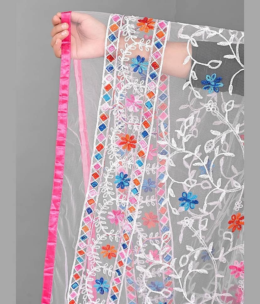 Apratim - White Net Women's Dupatta - ( Pack of 1 ) view 2