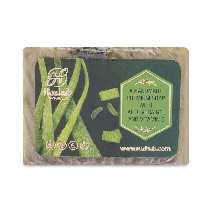 Aloevera Basil Handmade Bathing Soap for Youthful Glow - 100gm view 3