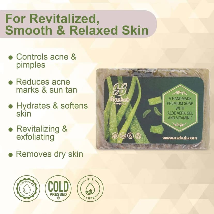 Aloevera Basil Handmade Bathing Soap for Youthful Glow - 100gm view 7