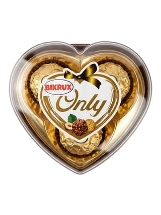 Bikrux Only Heart Shaped Hazelnut Chocolate Gift Box, 3 Pieces, 36g