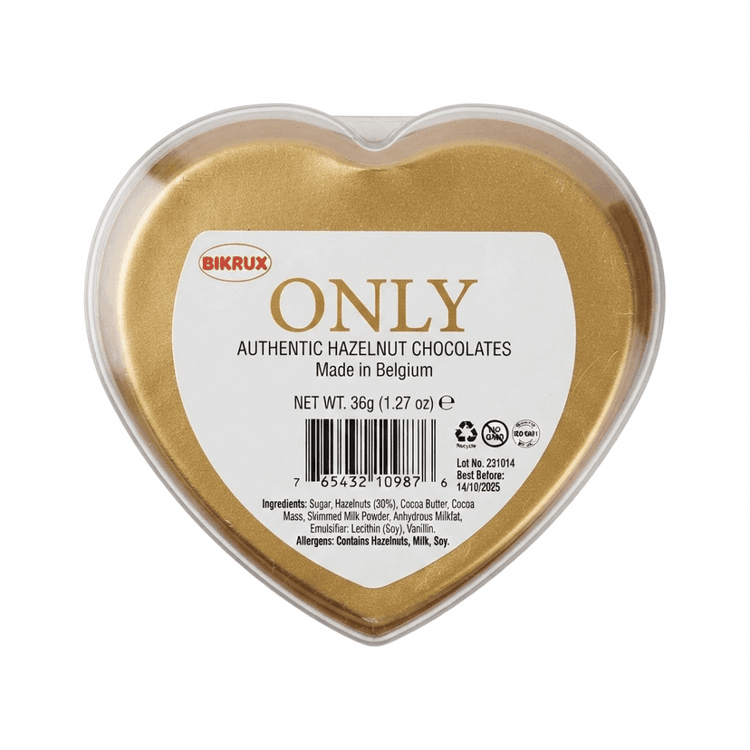 Bikrux Only Heart Shaped Hazelnut Chocolate Gift Box, 3 Pieces, 36g view 2