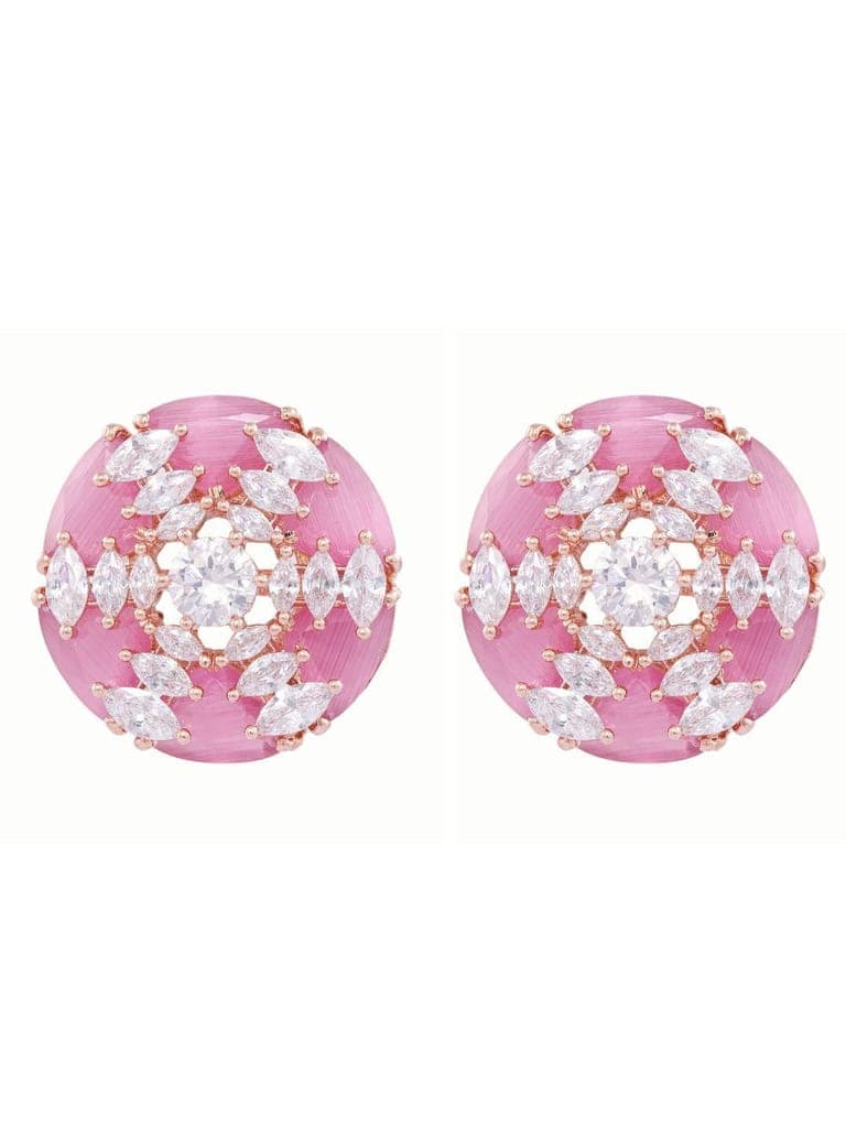 Rose Gold Pink AD studded handcrafted Ear Ring view 2