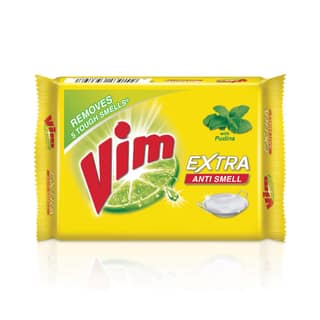 Vim Dishwash Anti Smell Bar, Pudina, Removes Tough Food Smells From Utensils, 250 G