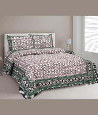 CLOTHORO Cotton 1 Double King Bedsheet with 2 Pillow Covers ( Multicolor )