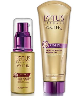 Lotus Herbals YouthRx Serum + Cream 30ml + YouthRx Foaming gel Face Wash 50g (Pack of 2)