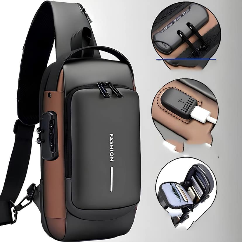 : Anti theft Cross body Sling Bag, Waterproof Chest Day pack with USB Charging, Shoulder Backpack for Men's & Women (Original) view 2