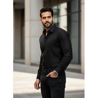 Casualbud Black Men's Cotton Formal Shirt view 2