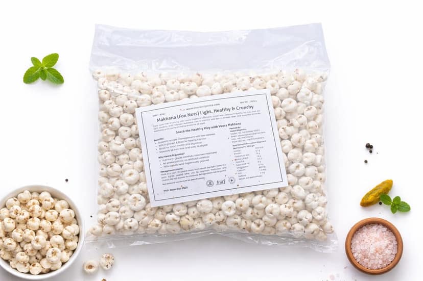 Veora Organics Makhana (Fox Nuts) Combo Pack | Premium A-Grade Natural Phool Makhana | Healthy Roasted Snack | High Protein & Fiber | Gluten-Free Superfood | 200g Each (Pack of 3) view 3