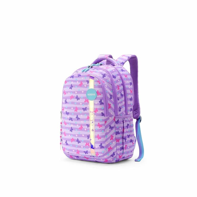 Sway | 32 Ltrs | 3 Compartments | Bottle Pocket | Ergonomic Padded Back Panel & Shoulder Straps | School Backpack for Boys & Girls | Butterfly Lavender