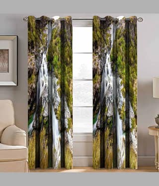 BELLA TRUE Printed Semi-Transparent Curtain 7 ft Pack of 1 Multi Color