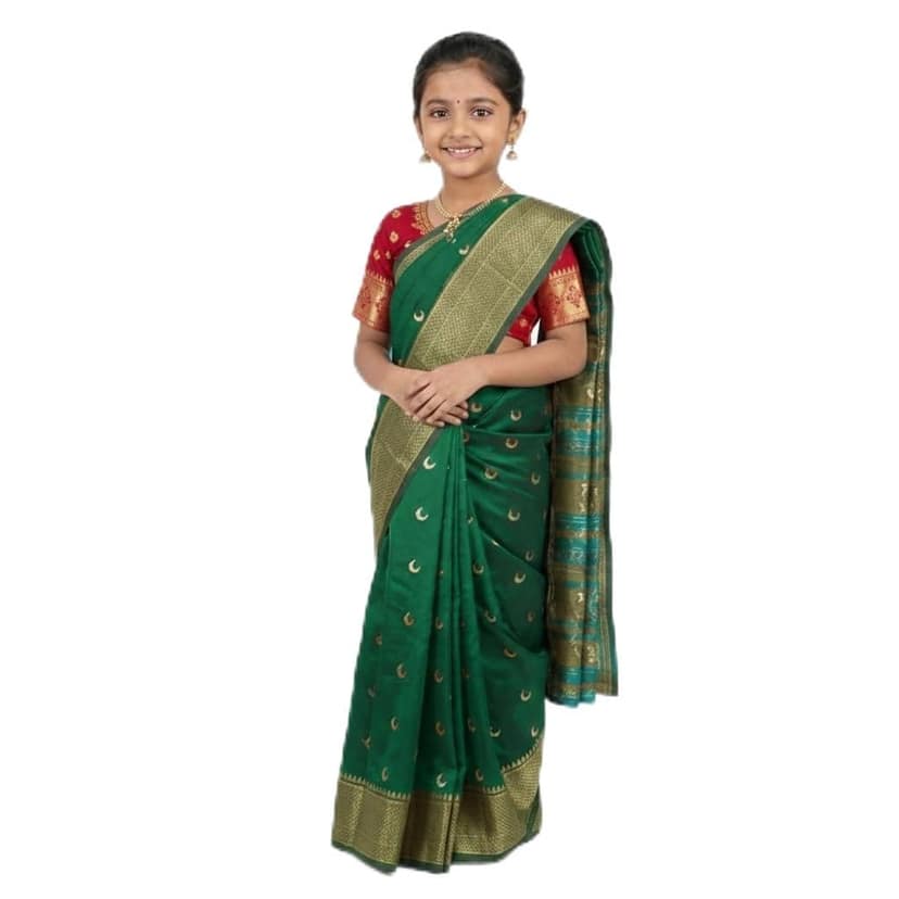 Mom and Me Maharashtrian Mastani Nauwari Saree for Kids - Pre-Stitched Traditional Outfit