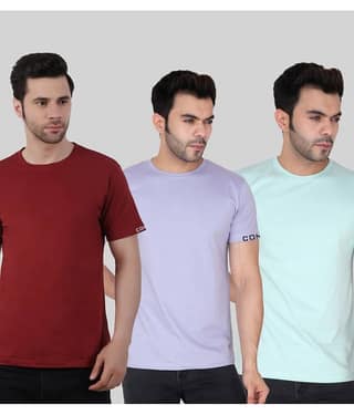 Comey Pack of 3 100% Cotton Regular Fit Men's T-Shirt ( Multicolor )