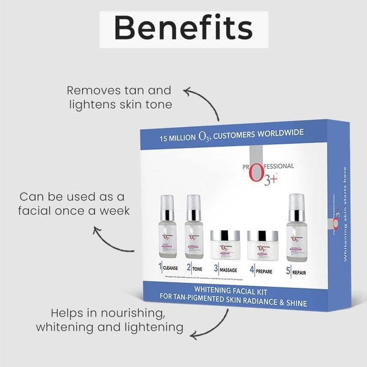 O3+ Whitening Facial Kit for Tan-Pigmented Skin (150ml+100gm) view 4