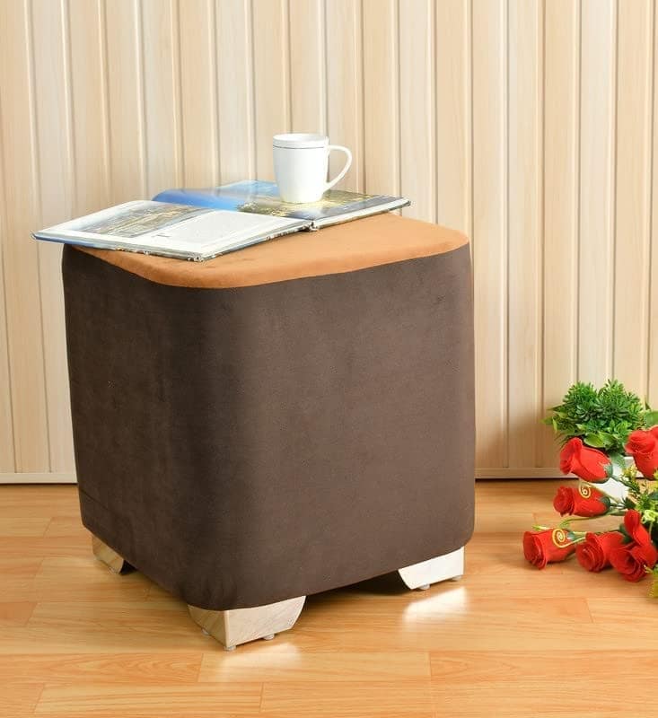 ShadowKart Sitting Stool Ottoman Pouffes for Living Room Sitting Bench Furniture Wooden Footrest Pouf Seat Puffy Foam Small Foot Stool for Office Home Decor, 16x16x18 Inch