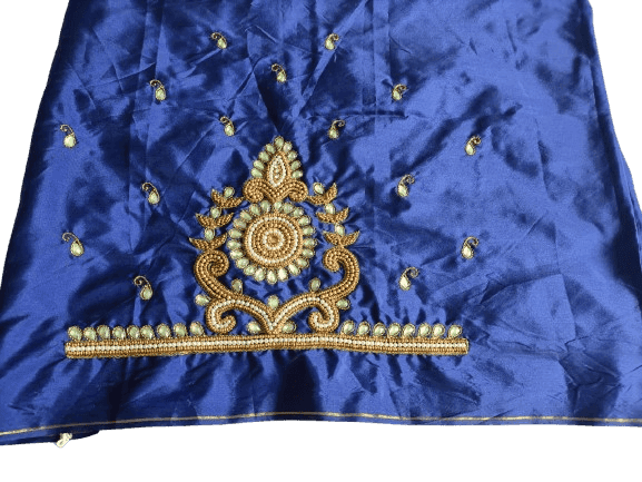 Blue Blouse With Zari And Stone Embroidery Work view 2