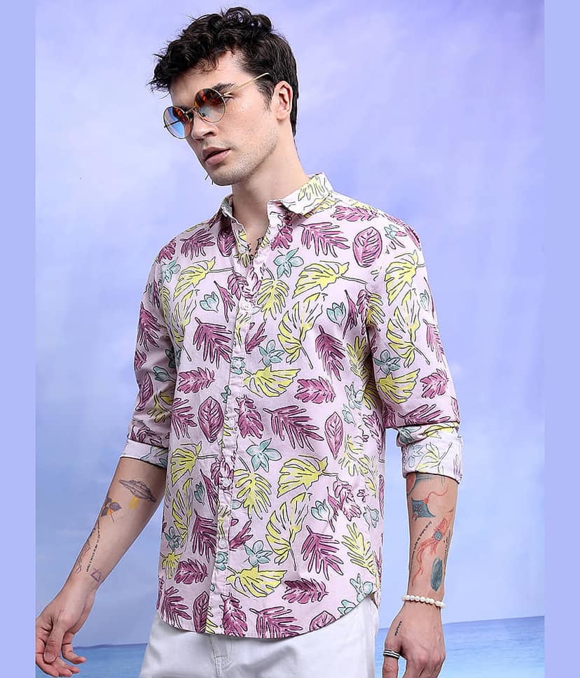 Ketch 100% Cotton Regular Fit Printed Full Sleeves Men's Casual Shirt - Green ( Pack of 1 ) view 3