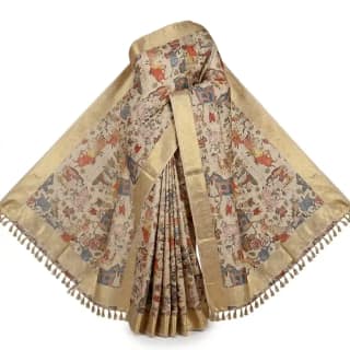 Sambalpuri Golden Cow Motif Heritage Handloom Saree