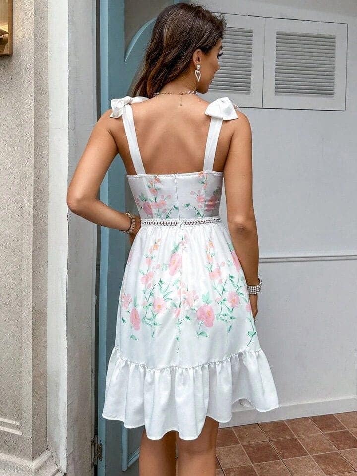 Elchic Shoulder Strings Ruffle Hem Mini Dress view 2