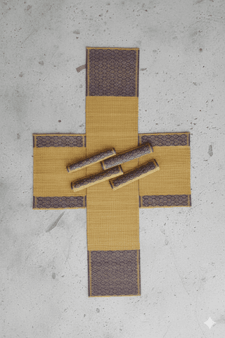 Natural Madurkathi Grass Dining Table Mat And Runner Combo
