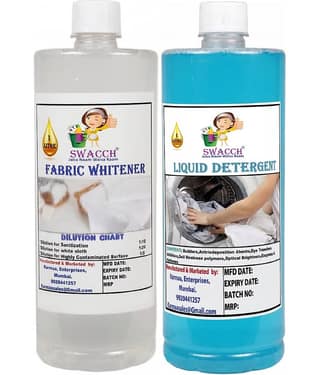 swacch Fabric Whitener and Liquid Detergent Lavender I Softness , Shine and Stain Remover For Clothes 1 Litre Combo Pack of 2
