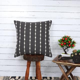 Indihomecraft Handmade Cotton Cushion Cover, 18x18 Inches, Hand Embroidered, Boho Style 45x45 Cm, Set of 1