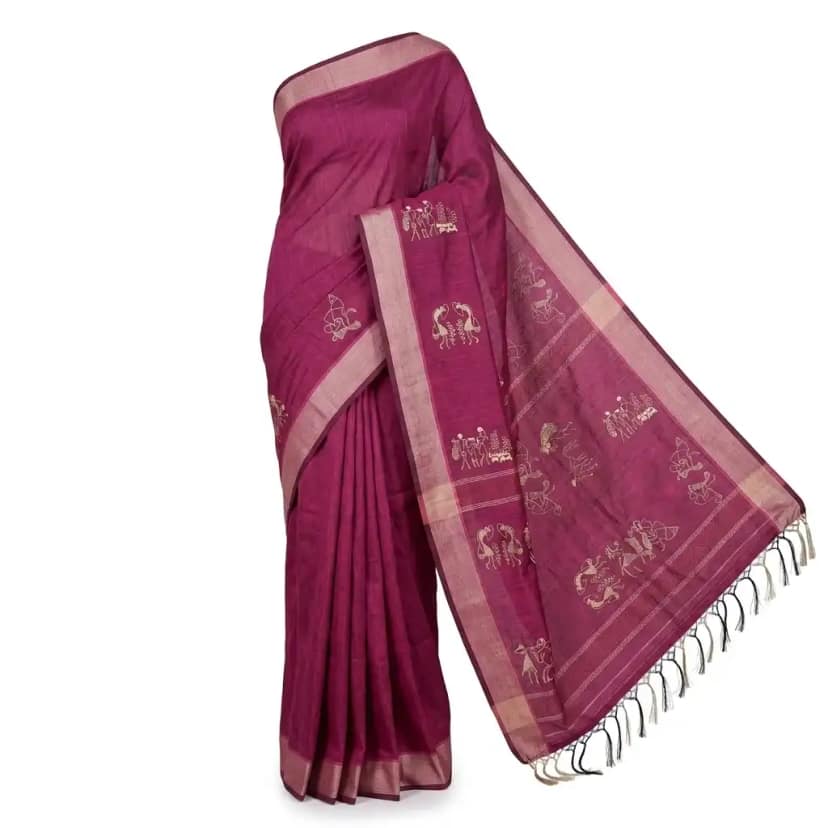 Sambalpuri Magenta Folk Heritage Handloom Saree