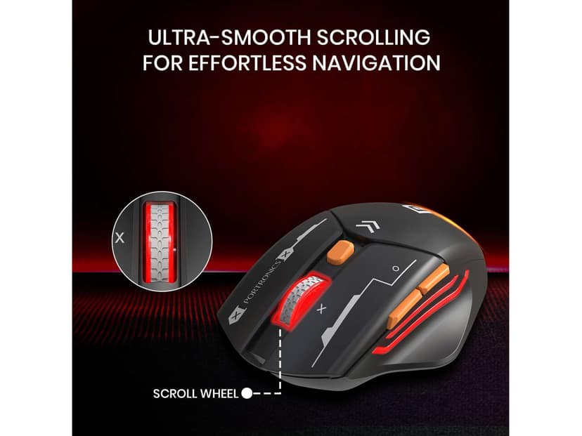 Portronics Vader Max Bluetooth 5.3 & 2.4 GHz, 6-Button Control, DPI Up to 2400, Rechargeable Mouse - Black view 2