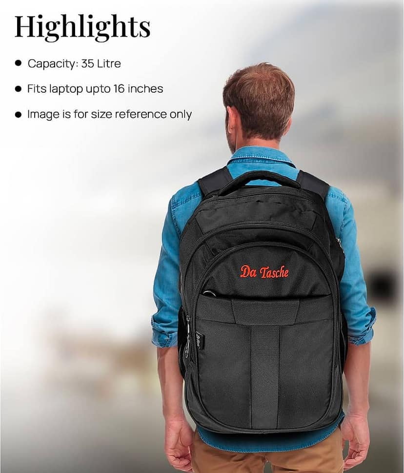 Da Tasche 35 Ltrs Black Polyester College Bag view 2