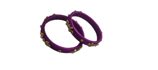 Elegant Purple Silk Thread Gold Embellished Traditional Bangles (Pair)