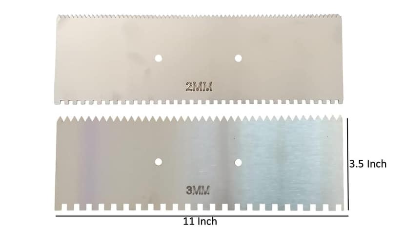 MD Style Square Notch Metal Trowel Fix Thickness for Flexible Resin Spreader Set, Reusable Trowel Scrapers for Epoxy, Fillers, Putty,Spackling Paste view 2